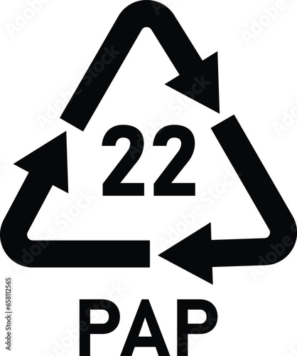 paper recycling symbol PAP 22 vector isolated on white background