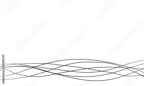 Line curve waves flow pattern vector element design or abstract dynamic stroke linear graphic rays black as liquid audio sound stream or energy tech trail texture, digital geometric motion modern