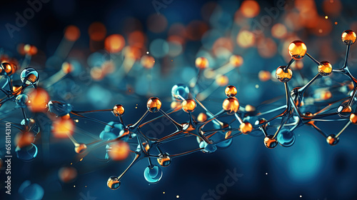 Blue Molecule DNA Model Structure Atoms Background