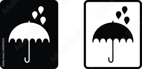 Keep dry label symbol in two styles isolated on white background . Keep dry umbrella delivery packaging symbol 