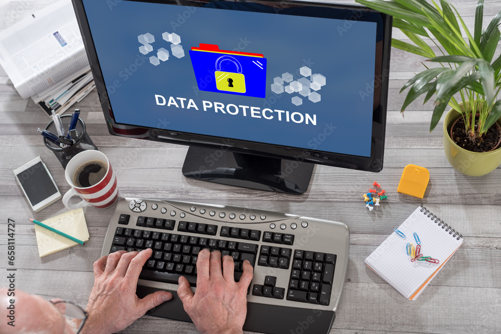 Data protection concept on a computer Data protection concept on a computer