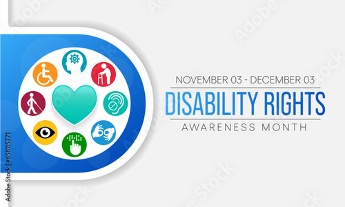 Disability Rights awareness month is observed every year from November 3 to December 3, Vector illustration