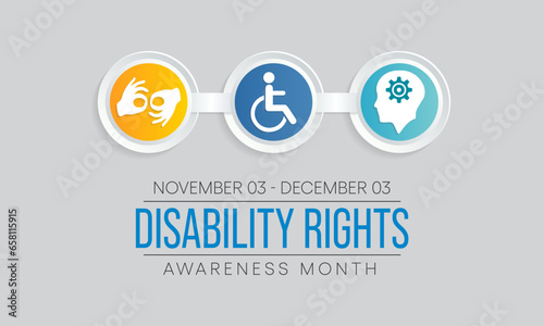 Disability Rights awareness month is observed every year from November 3 to December 3, Vector illustration