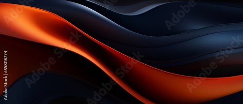 Dynamic 3D Abstraction: Dark Widescreen Background with Wavy Blue and Orange Elements