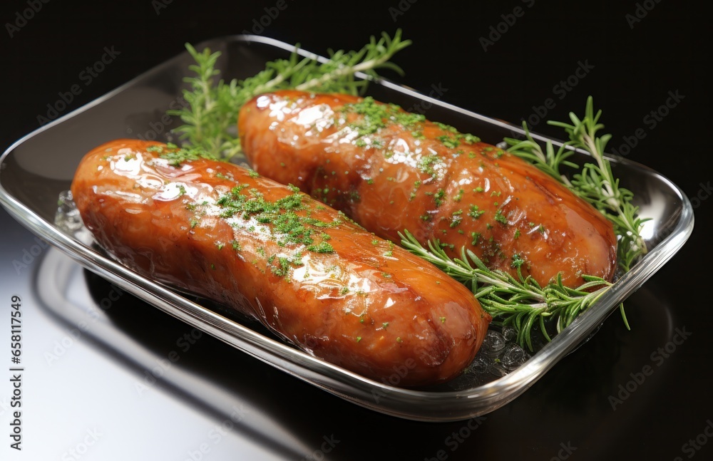 Delicious sausages seasoned in the German style Delicious sausages seasoned in the German style