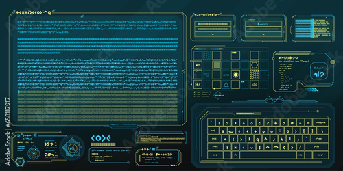 Vector data elements for sci-fi interface infographics.