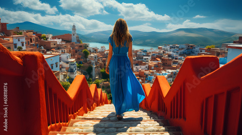 Woman Exploring Chefchaouen in Morocco © Custom Media