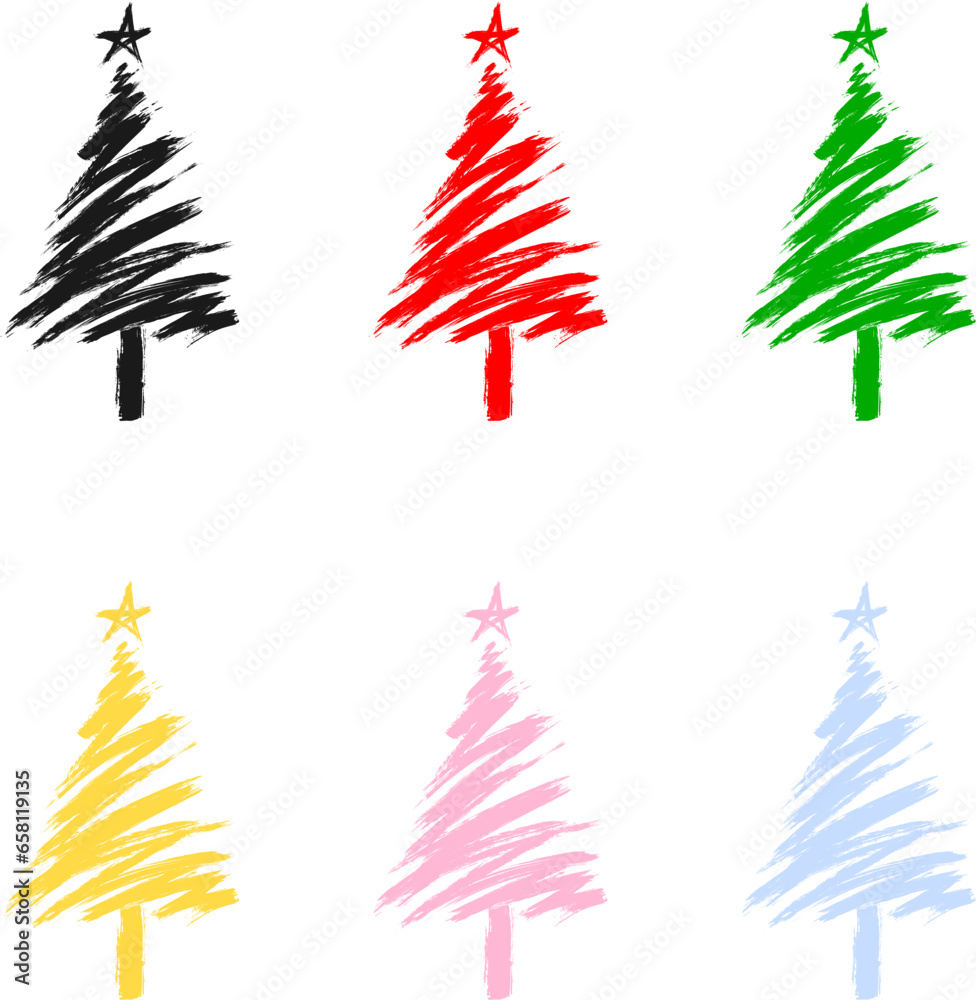 christmas tree - paint brush on transparent background