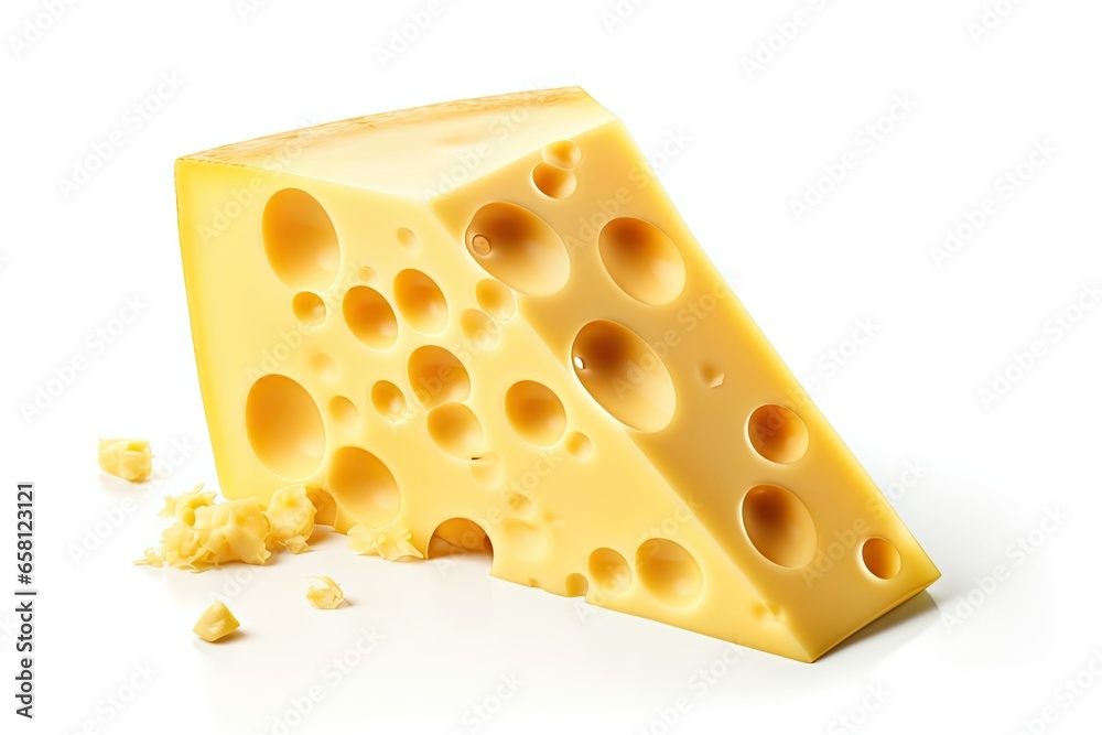Savor flavor. Slice of fresh cheddar cheese on white background isolated. Hole delights. Swiss triangles for snacking. Chunk of gourmet Savor flavor. Slice of fresh cheddar cheese on white background isolated. Hole delights. Swiss triangles for snacking. Chunk of gourmet