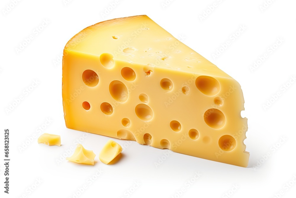 Savor flavor. Slice of fresh cheddar cheese on white background isolated. Hole delights. Swiss triangles for snacking. Chunk of gourmet Savor flavor. Slice of fresh cheddar cheese on white background isolated. Hole delights. Swiss triangles for snacking. Chunk of gourmet