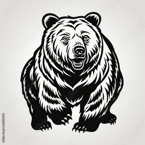 Bear logo, black and white, AI generated Image