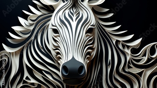 Paper zebra. Paper Craft Animals. Paper cut craft graphic style.