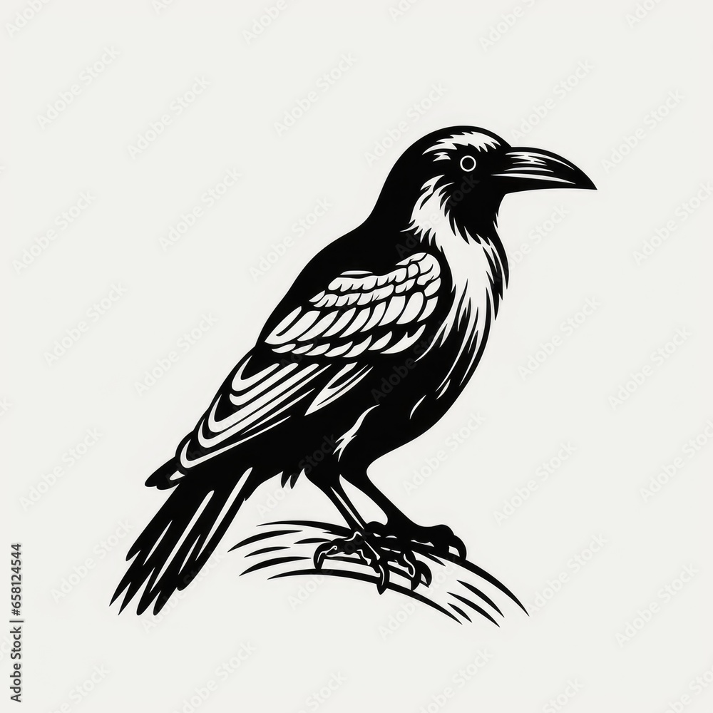 Crow logo, black and white, AI generated Image Crow logo, black and white, AI generated Image
