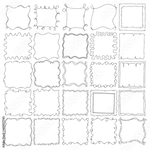 Frame doodle vector set. Drawing sketch hand drawn line eps10