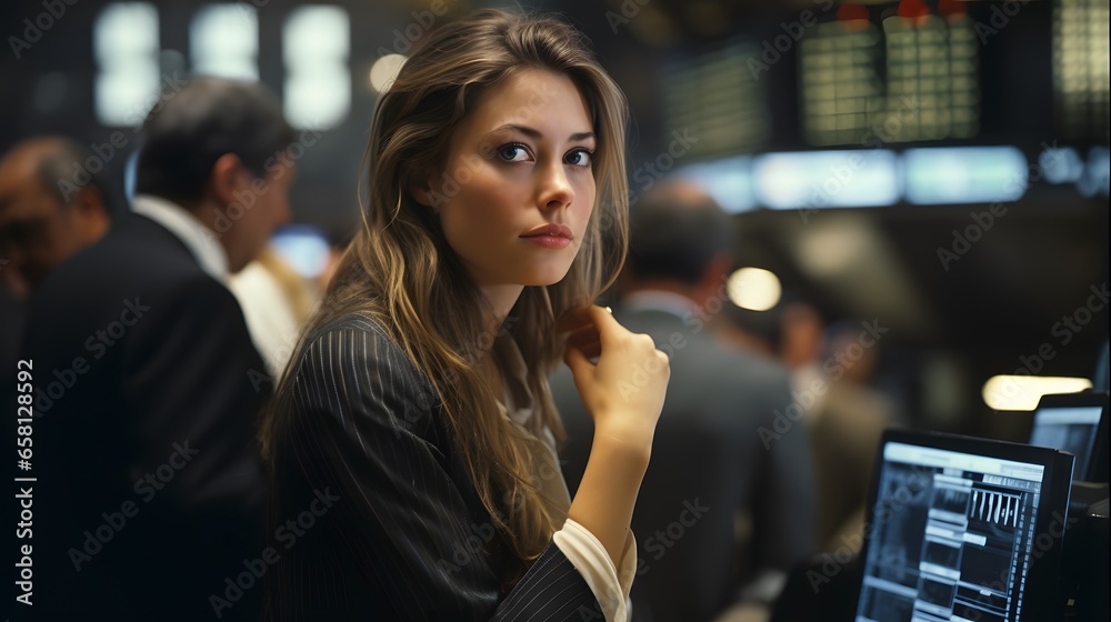 Fototapeta premium Stressed Financial Specialist Monitoring Market Performance