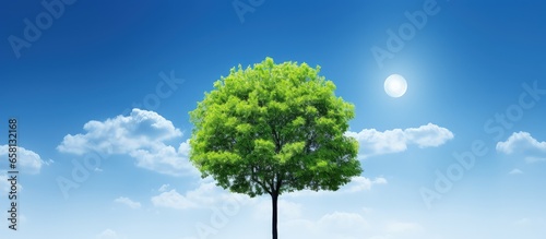 Green tree lamp with an ecological concept under a blue sky