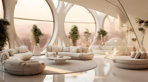 modern living room with a panoramic view
