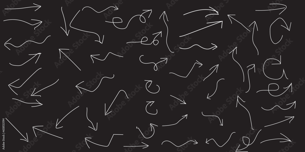 Abstract set of sketch lines arrows element. Hand drawn pen lines doodle sketches arrows lines. Hand drawn marker and pen thick arrows in different directions. Abstract set of sketch lines arrows element. Hand drawn pen lines doodle sketches arrows lines. Hand drawn marker and pen thick arrows in different directions.