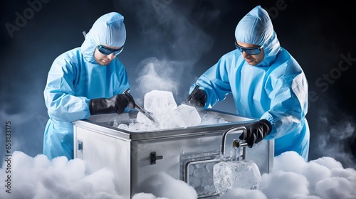 Cryosurgery. Doctor with a cryoprobe with liquid nitrogen. Painless freeze therapy for improved health