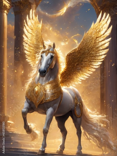Pegasus golden winged horse