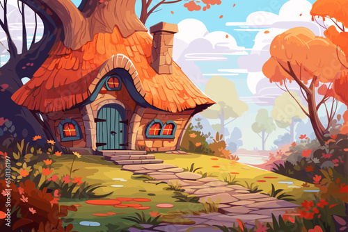 Fall autumn landscape background vector, simple abstract style. Good for fashion fabrics, children’s clothing, postcards, social post, books, wallpaper, banner, events, covers, advertising, and more.