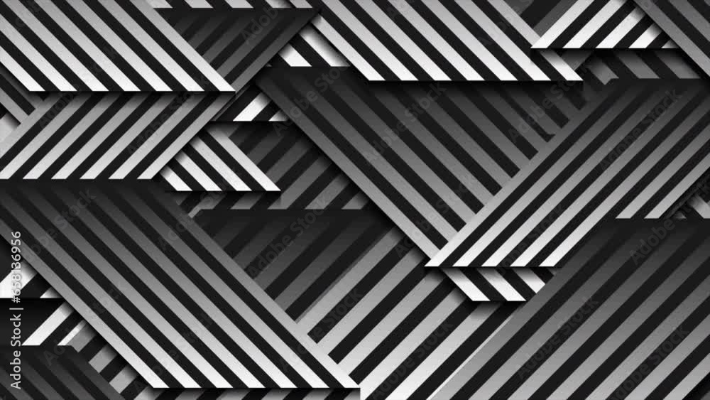 Black white geometric shapes abstract tech minimal background. Seamless looping motion design. Video animation Ultra HD 4K 3840x2160
