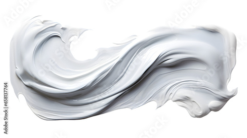 White Acrylic Paint Brush Stroke Isolated on Transparent or White Background, PNG