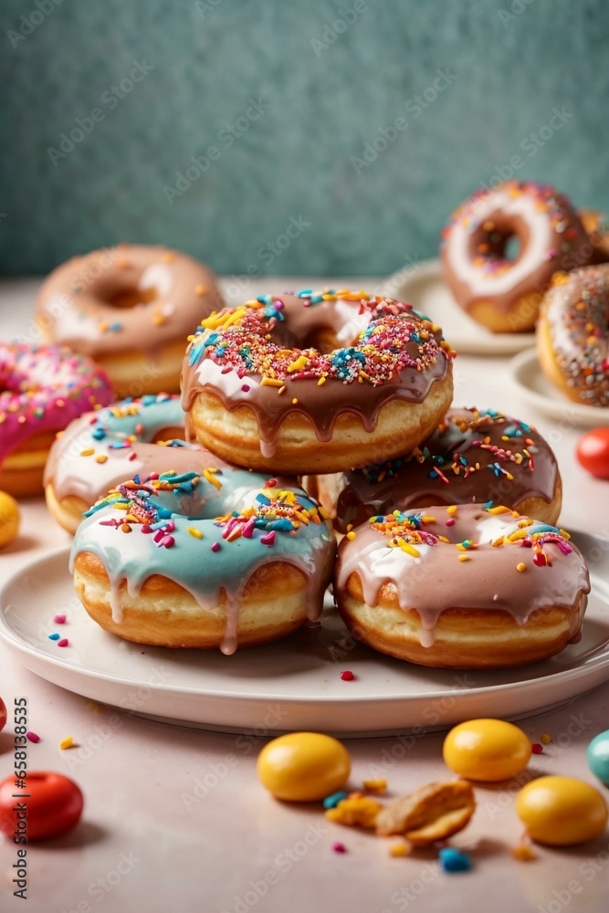 amazing glazed donuts with a variety of colorful sprinkles