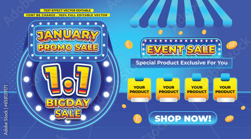 1 1 JANUARY BIG DAY SALE EVENT 3D TEXT EDITABLE CASHBACK DISCOUNT FLASH SALE SOCIAL MEDIA PROMO GIVEAWAY TEMPLATE BACKGROUND