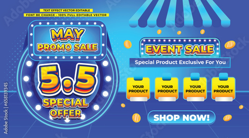 5.5 MAY SPECIAL OFFER 3D TEXT EDITABLE PAYDAY SPECIAL FLASH SALE EVENT CASHBACK DISCOUNT SOCIAL MEDIA PROMO GIVEAWAY TEMPLATE BACKGROUND