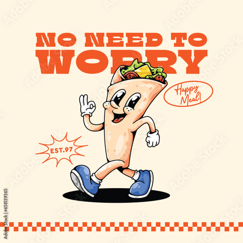 FASTFOOD RETRO MASCOT CARTOON ILLUSTRATION