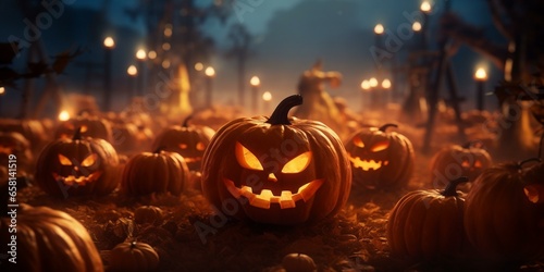 halloween pumkins jack-o-lanterns background cinematic © Young