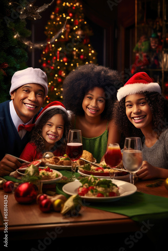 Multiethnic family enjoying Christmas at home