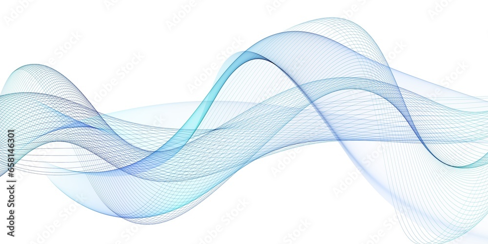Fototapeta premium Smooth wavy blue lines in the form of abstract waves
