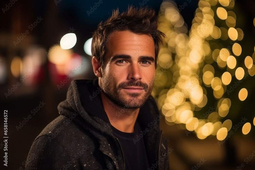Portrait of a handsome young man at night in the city. Portrait of a handsome young man at night in the city.