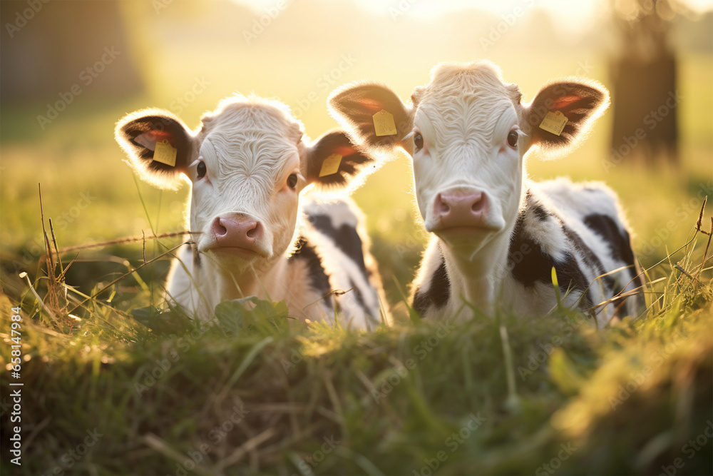 a pair of cute cows