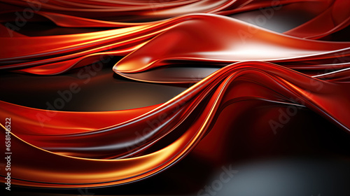 Abstract of Red and Gold Color Acrylic Liquid Gel Paint Thick Wavy Background