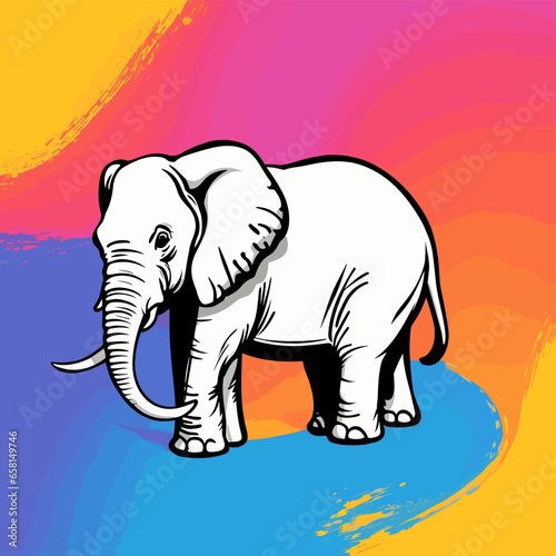 Vibrant Giants: Colorful Elephant Illustration © 達雄 中野