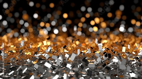 Beautiful Gold and Silver Glitter Lights Defocused Background