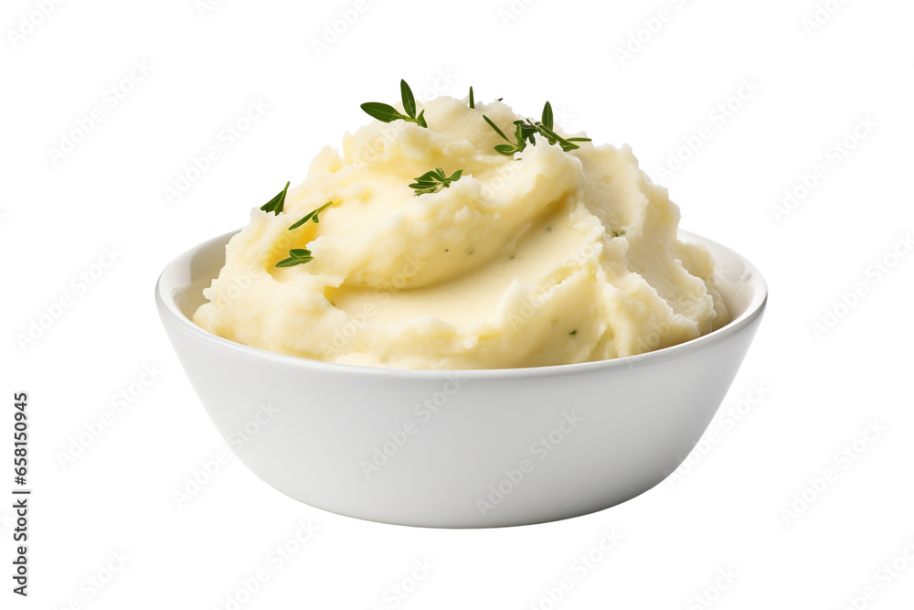 Mashed potatoes with white background for easy cutout PNG