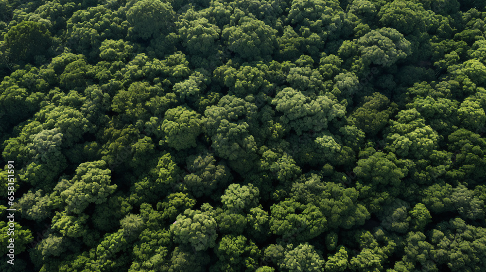 Aerial Tranquility: Top View of Dense Green Forest