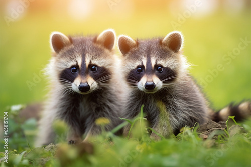 a pair of cute raccoons