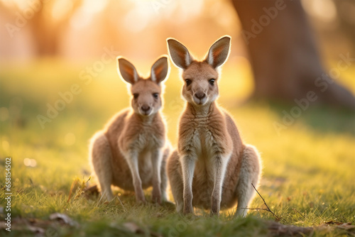 a pair of cute kangaroos
