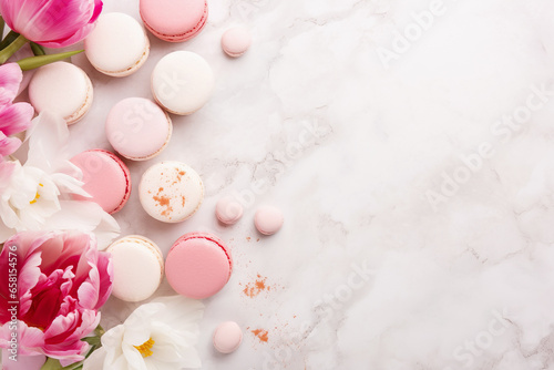 Delicious macaroons adorned with an elegant floral decor, offering a taste of luxury and beauty in every bite.