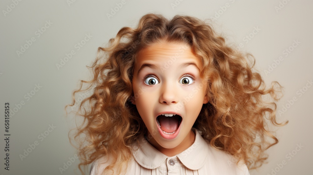 Child surprised and excited, with blank space Child surprised and excited, with blank space