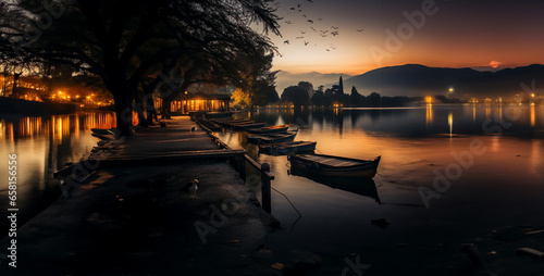 Small Dock and Boat at the lake. Generative Ai content © Kashif Ali 72