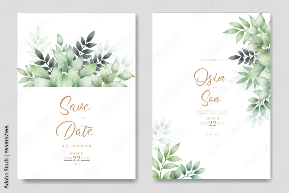 beautiful watercolor floral wedding card template 