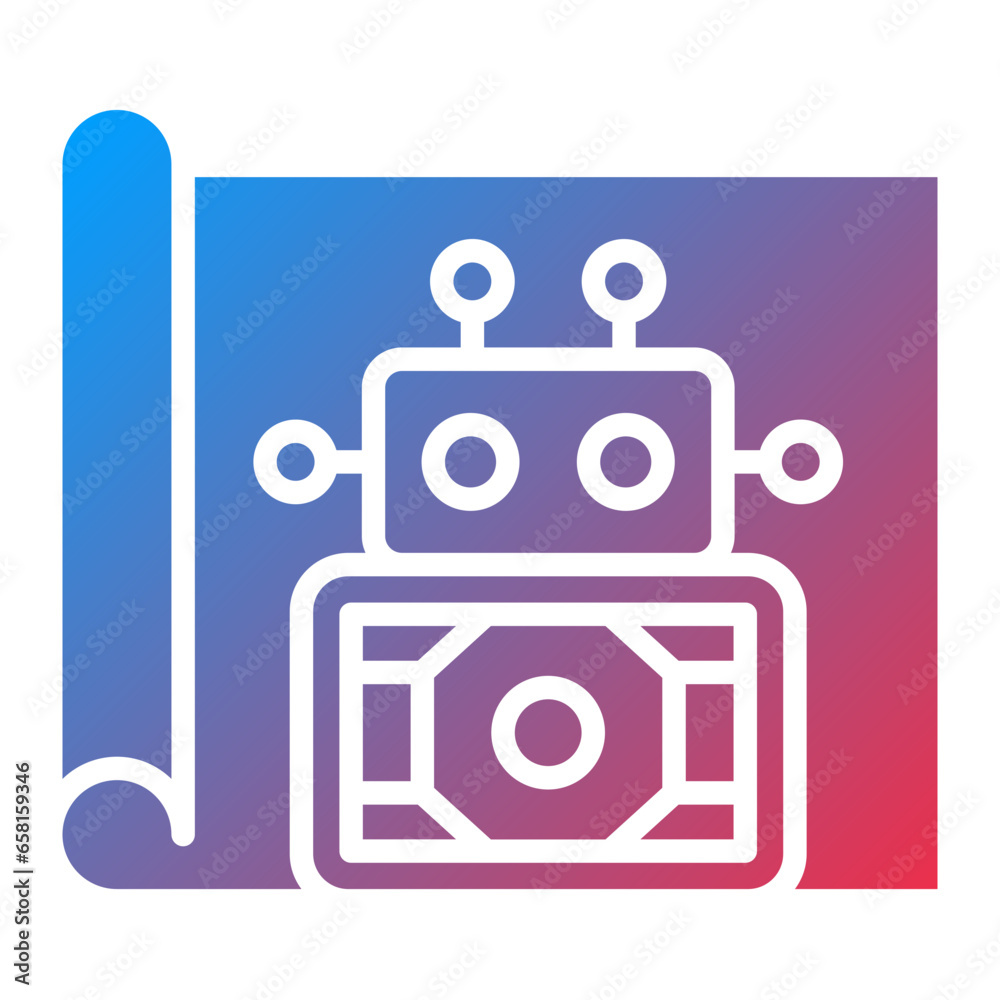 Vector Design Robot Blueprint Icon Style Vector Design Robot Blueprint Icon Style