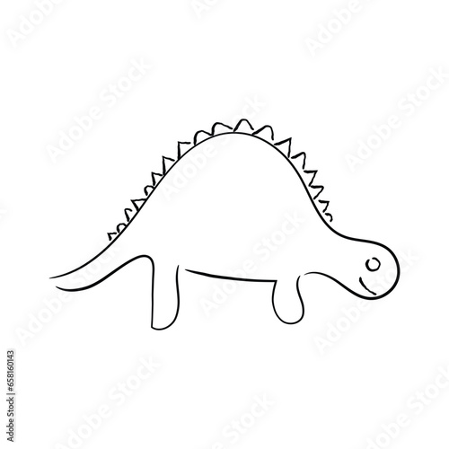 illustration of a dinosaur. Hand drawn lline art vector of dinosaur. Picasso style line art . Jurrassic art.