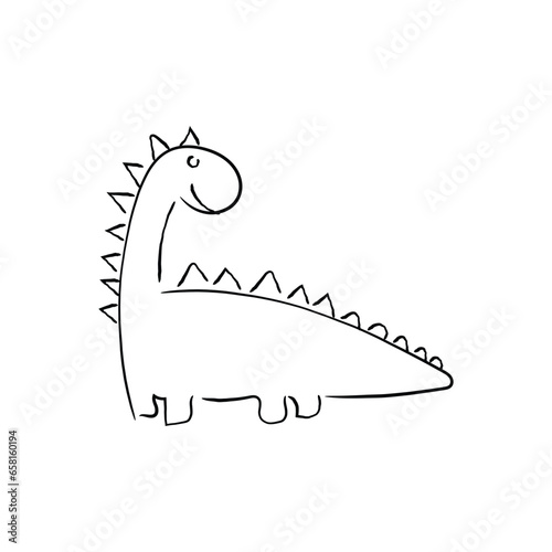 dinosaur. Hand drawn lline art vector of dinosaur. Picasso style line art . Jurrassic art.